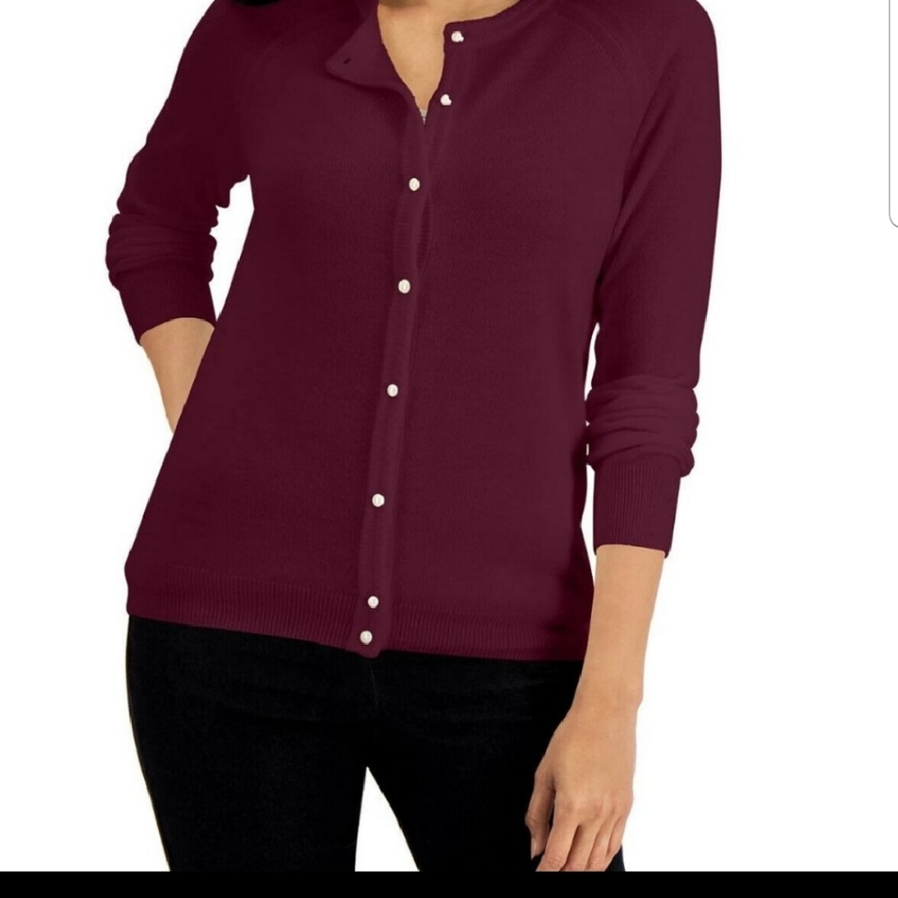 NWOT Karen Scott Cardigan Sweater Merlot